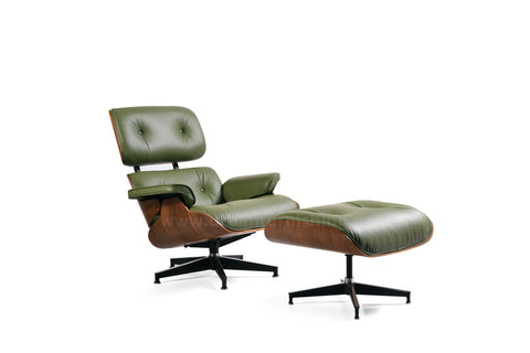 Olive Walnut Tall Eames Mid-century Style Replica Reproduction Lounge and Ottoman side view 2