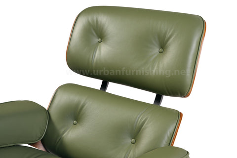 Olive Walnut Tall Eames Mid-century Style Replica Reproduction Lounge and Ottoman leather view