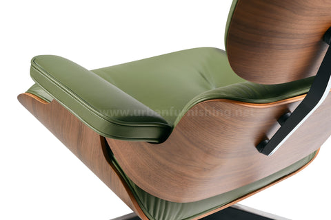 Olive Walnut Tall Eames Mid-century Style Replica Reproduction Lounge and Ottoman veneer view
