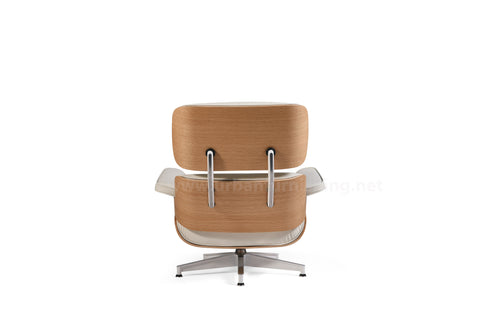 Ivory White Oak Tall Eames Mid-century Style Replica Reproduction Lounge and Ottoman back view