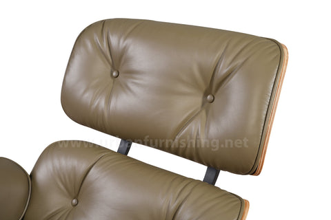 Taupe Palisander Eames Mid-century Style Replica Reproduction Lounge and Ottoman leather view