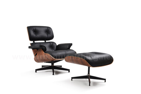 Black Palisander Eames Mid-century Style Replica Reproduction Lounge and Ottoman side view 3