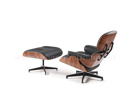 Black Palisander Eames Mid-century Style Replica Reproduction Lounge and Ottoman back view