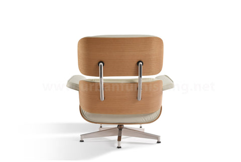Ivory White Oak Eames Mid-century Style Replica Reproduction Lounge and Ottoman back view
