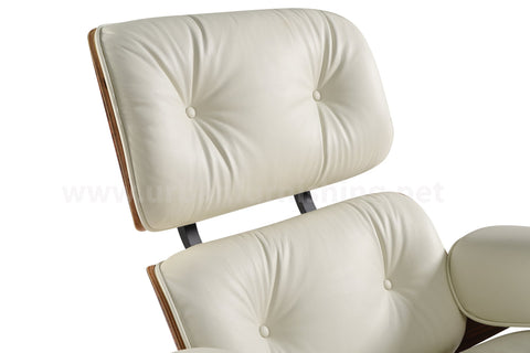 Ivory Palisander Tall Eames Mid-century Style Replica Reproduction Lounge and Ottoman leather view
