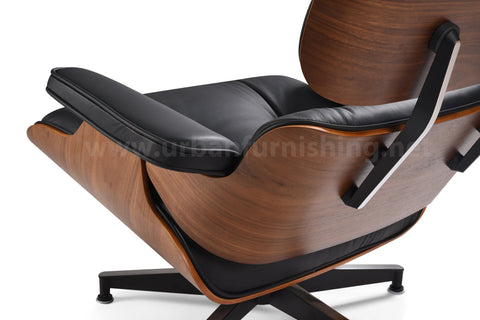 Black Walnut Eames Mid-century Style Replica Reproduction Lounge and Ottoman back view 2