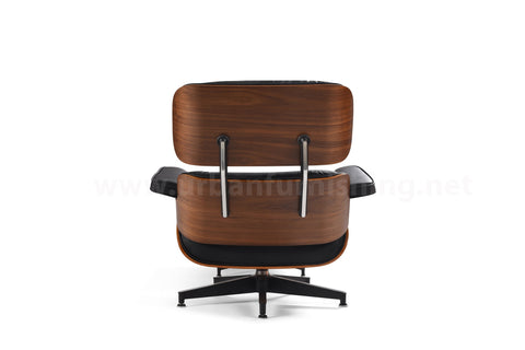 Black Walnut Eames Mid-century Style Replica Reproduction Lounge and Ottoman back view 1