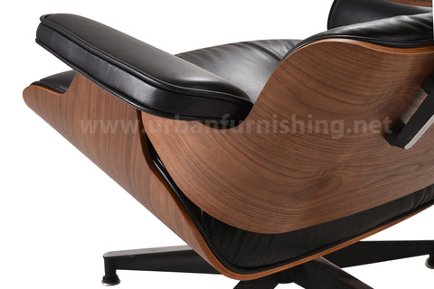 Black Walnut Tall Eames Mid-century Style Replica Reproduction Lounge and Ottoman veneer view